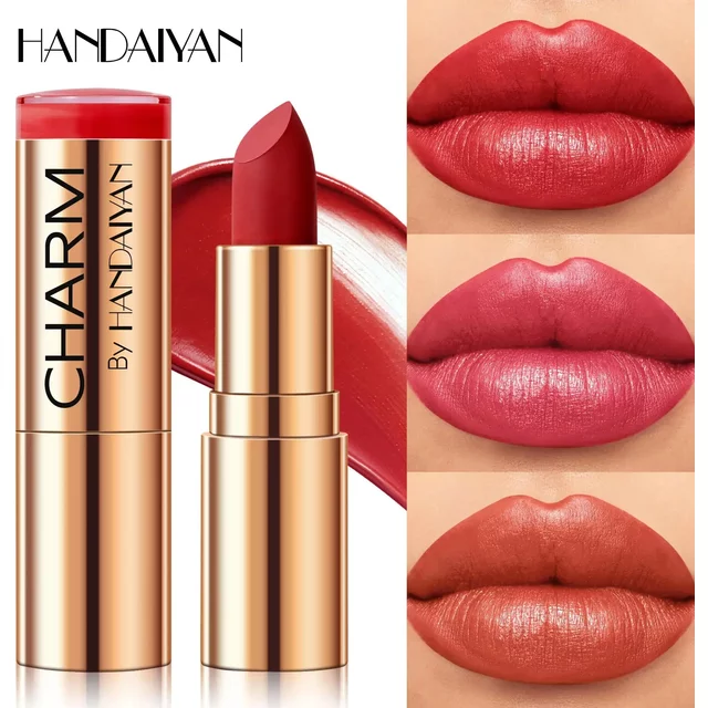 Long Lasting Moisturizing Velvet Lipstick Waterproof Non Stick Cup Creamy Nourish Cover Lip Line Glossy Golden Mud Formula