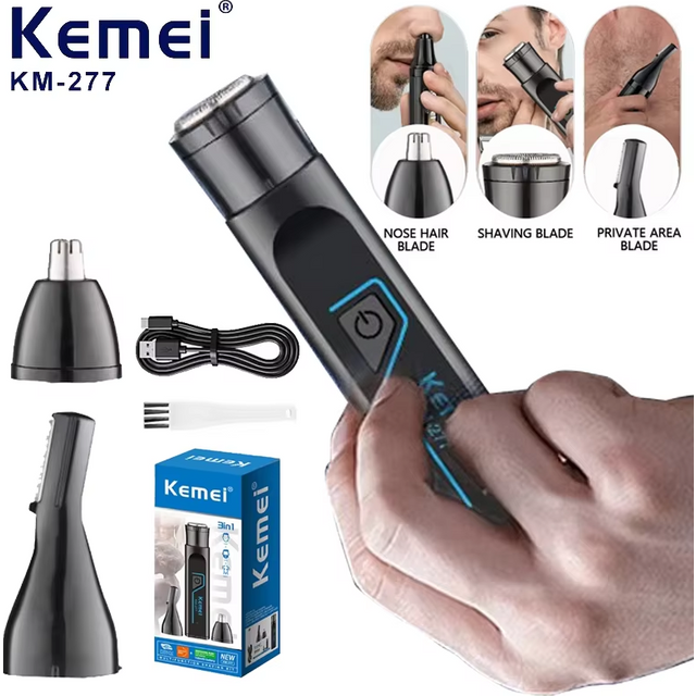 KEMEI KM-277 Ear and Nose Hair Trimmer for men Rechargeable - USB Electric Nose Hair Trimmer for men