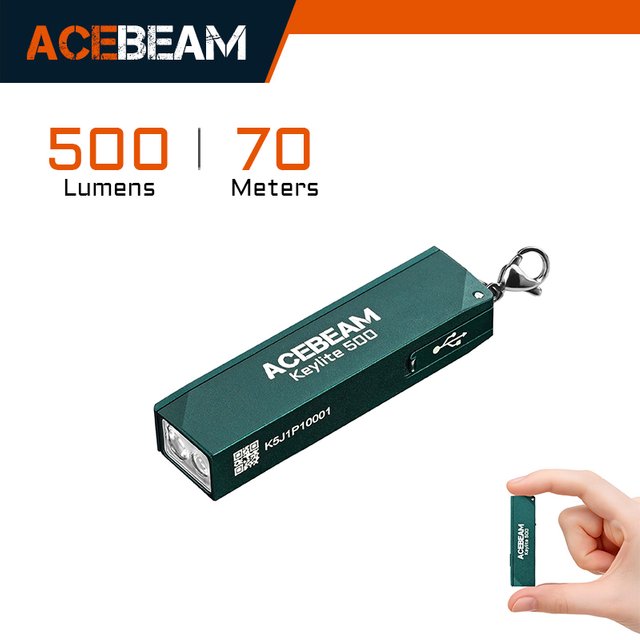 Latarka ACEBEAM Keylite 500 EDC z akumulatorem, trybem stroboskopowym, do samoobrony, podwójna dioda LED, latarka kempingowa, praca