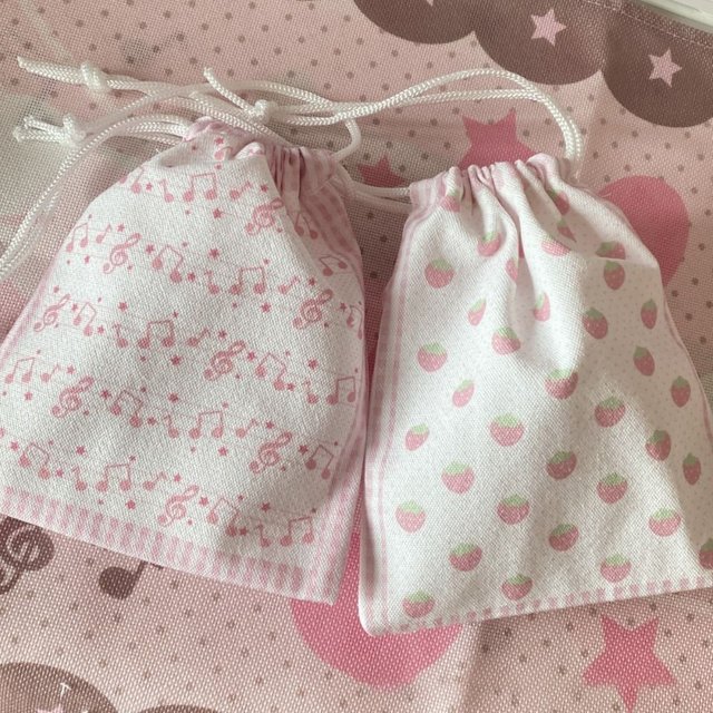 New High Quantity Strawberry Musical Note Drawstring Bag Large Capacity Portable Coin Purse Gift Cartoon Makeup Storage Pouch