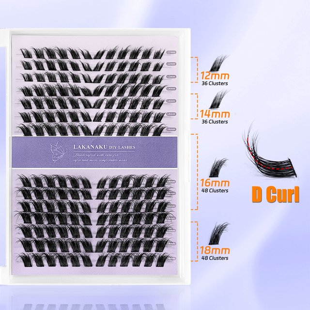 LAKANAKU 3D Fluffy Cluster Fox Eye Individual Eyelash Extensions for DIY Cat Eye Clusters Lifted Effect for Daily Makeup