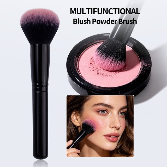 1PCS Multifunctional Blush Powder Brush, Black Handle Makeup Brush with Pink Gradient Hair, Soft Fluffy Brush for Blush, Bronzer