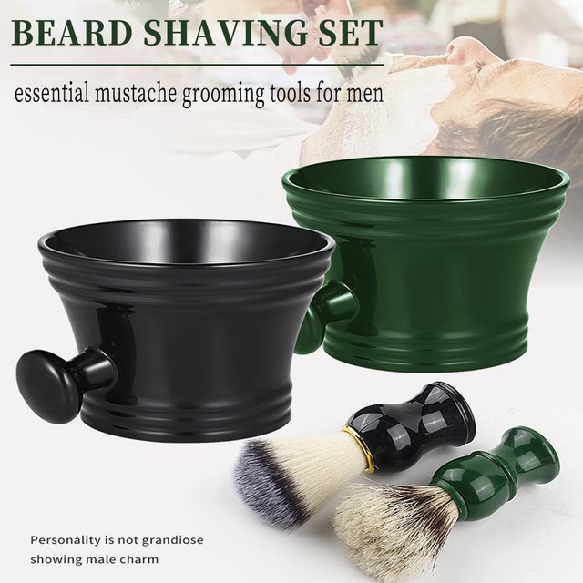 1/2Pcs Professional Beard Shaving Brush Bowl for men's Beard Care Plastic Soap Foam Mug Bowl With Handle Facial Cleaning Tools