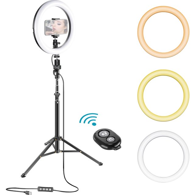 Neewer 10'' Dimmable LED Selfie Ring Light for Live Stream/Makeup/YouTube Video/Vlog with Adjustable Tripod Stand