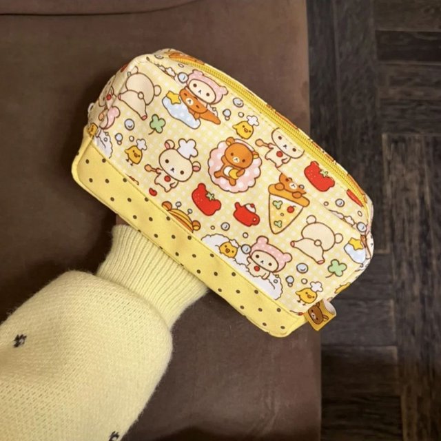 Healing Rilakkuma Butter Cheese Pencil Bag Student Cute Stationery Bag Commuting Cosmetics Storage Bag