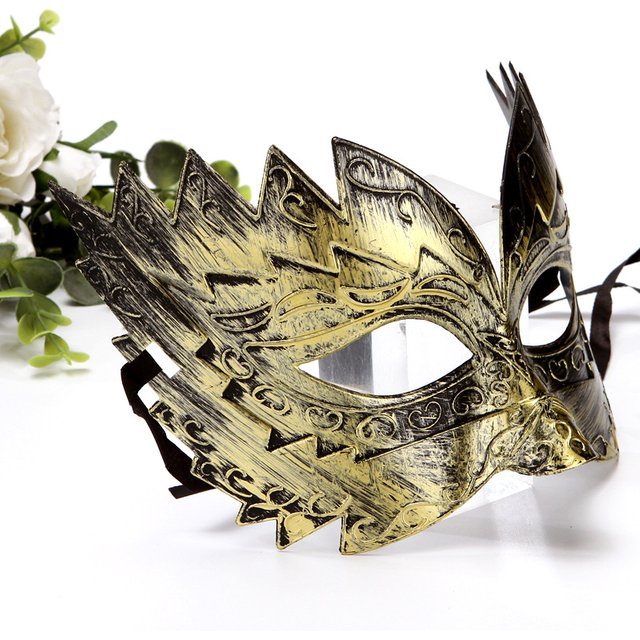 Masque de mascarade Vintage pour hommes, 1 pièce, masque de soldat romain doré, masque vénitien Mardi Gras, opéra fantôme, accessoires Rave