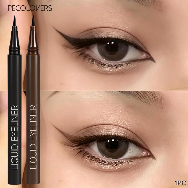 1PC Liquid eyeliner pen, black and brown, smooth, non smudging, novice friendly, eye cosmetics