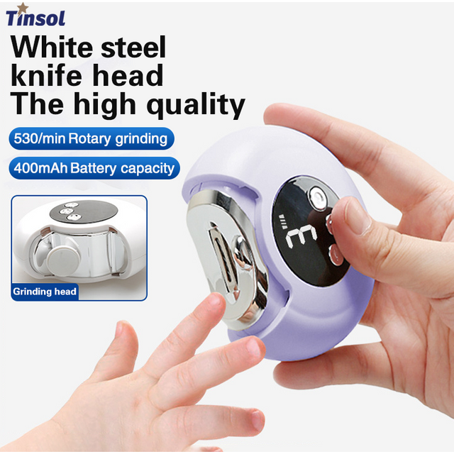 TINSOL 2-in-1 Electric Nail Clipper Nail Care Grinder with Light Automatic Nail Clipper Nail Trimmer and Nail Polisher
