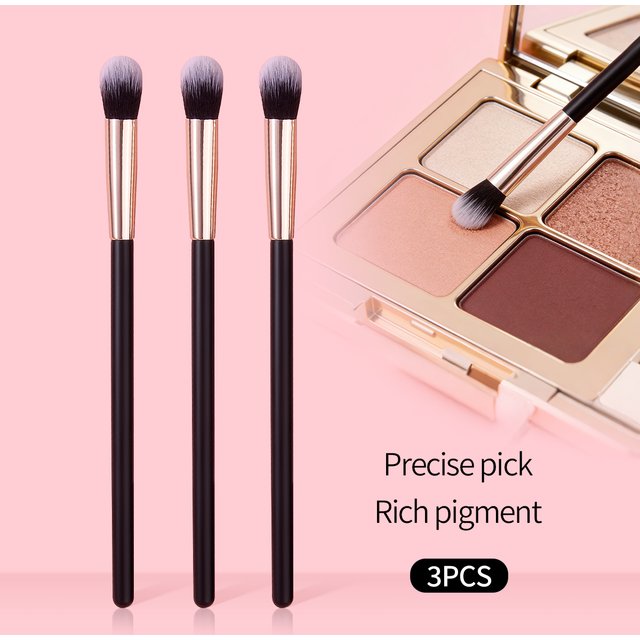3Pc Eye Makeup Brushes Set Soft Synthetic Hair Eyeshadow Blending Brushes Precise Pigment Pickup for Eyeshadow Crease Highlighte