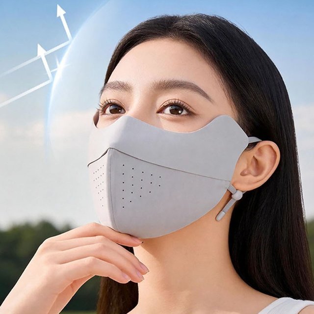 Summer Ice Silk Face Mask UV Sun Protection Respirator Men Women Adjustable Breathable Mask For Outdoor Running Cycling Sports