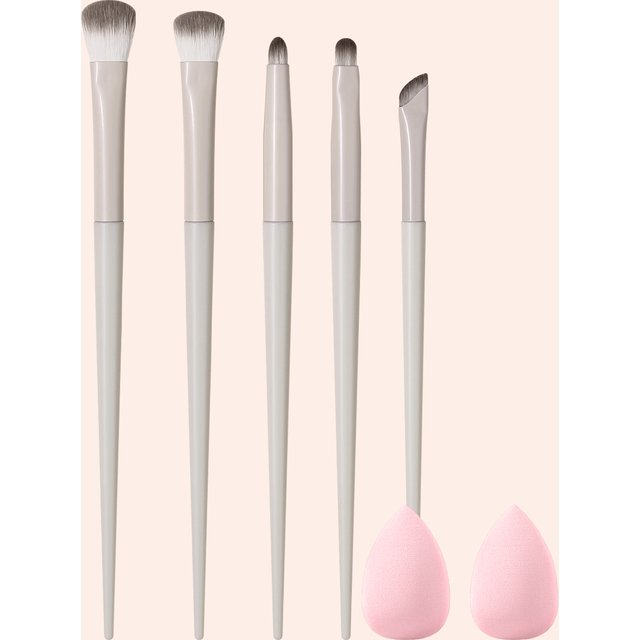 6Pcs Makeup Brushes Set 2Pcs Makeup Sponge Soft Cosmetic Brush for Blush Eyeshadow Concealer Contour Face Make Up Beauty Tool
