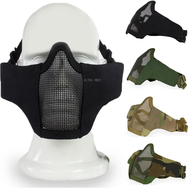 Tactical Half Face Mask Paintball Shooting Steel Metal Mesh Protection Masks Outdoor Hunting Face Protection Accessories