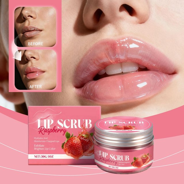 30g Lip Scrub Gentle Exfoliator Remove Dead Skin Reduce Fine Lines Moisturizing & Nourishing Care Strawberry Lip Care Scrub