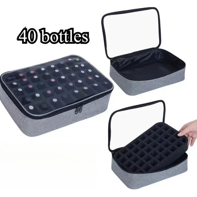 nail polish storage bag, multi-color portable hand-held large cosmetic bag, holds up to 30 bottles (15 ml), nail dril