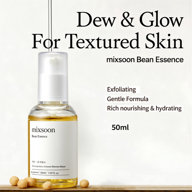 Korean Skin Care Mixsoon Bean Essence Hyaluronic Acid Exfoliating Facial Serum Hydrating, Moisturizing and Antioxidant Essence
