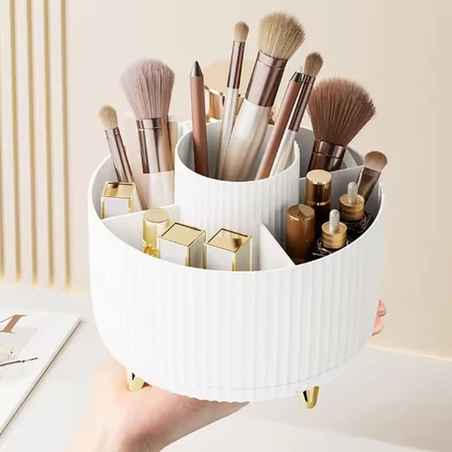 360 Rotating Makeup Desktop Cosmetic Storage Box Organizer Large Capacity for Bathroom Portable Makeup Brush Lipstick Pen Holder