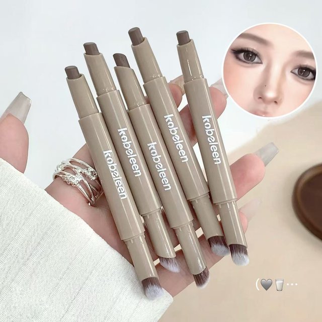 Kobeleen Dual-Ended Contour Pen Natural Grey Brown Smooth Texture Easy to Blend No Caking Portable for Daily Makeup