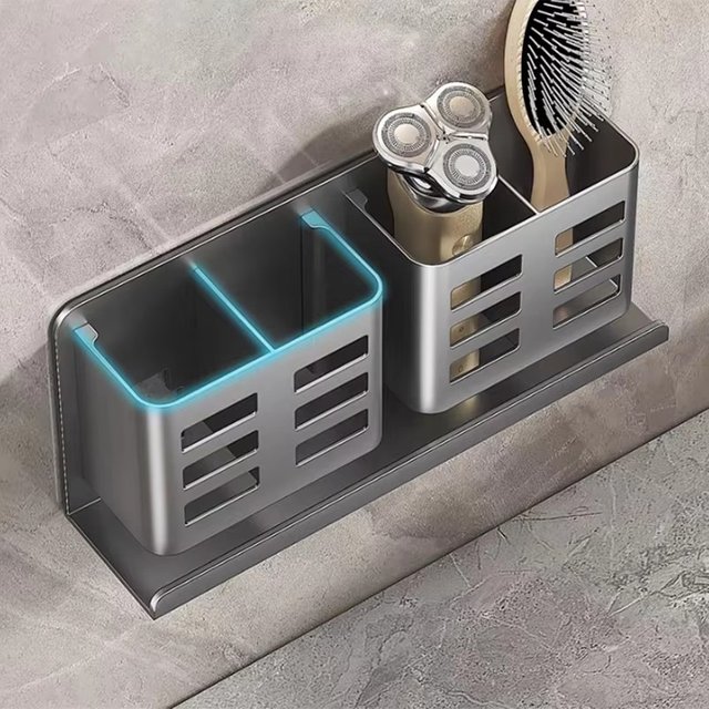 Washroom Wall Hanging Makeup Brush Razor Storage Organizer Comb Shelf Toilet Toothbrush Toothpaste Storage Tube