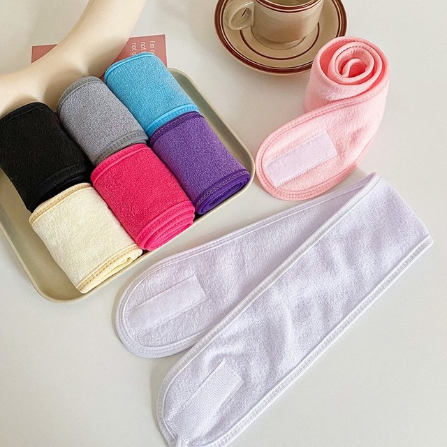 Microfiber Wash Face Headbands Women Girls Wide Solid Make Up Velcro Hairbands Hair Bands Scrunchies Hair Ties Hair Accessories