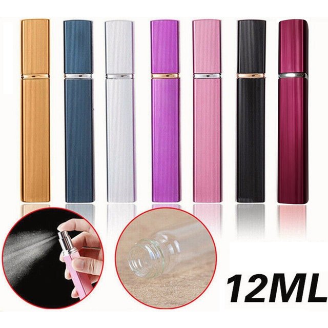 Bouteille de Parfum en Spray de 12ml, 1 pièce, boîtier métallique, réservoir en verre, buse en