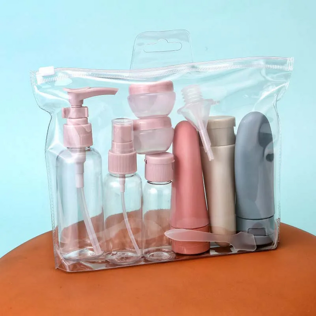 Ensemble de bouteilles de parfum rechargeables, Lotion en Spray, shampoing, Tube de douche, recharge