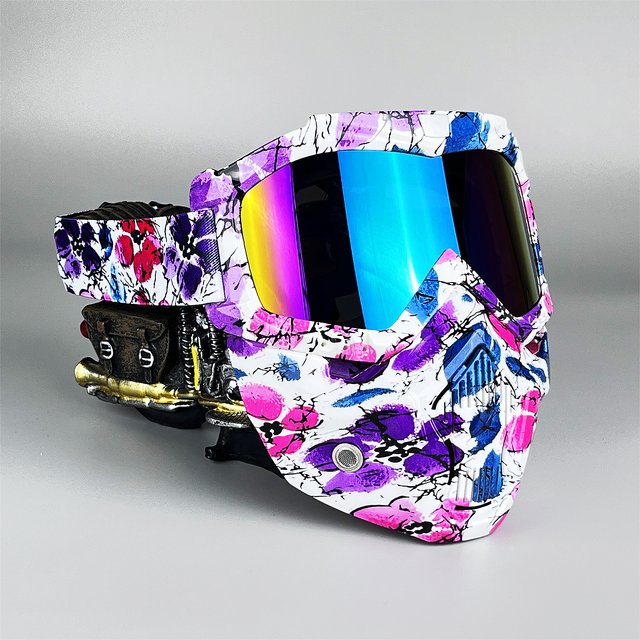 Masque facial de moto détachable monobloc, résistant au vent et au sable, grande visibilité, confortable pour la conduite en extérieur