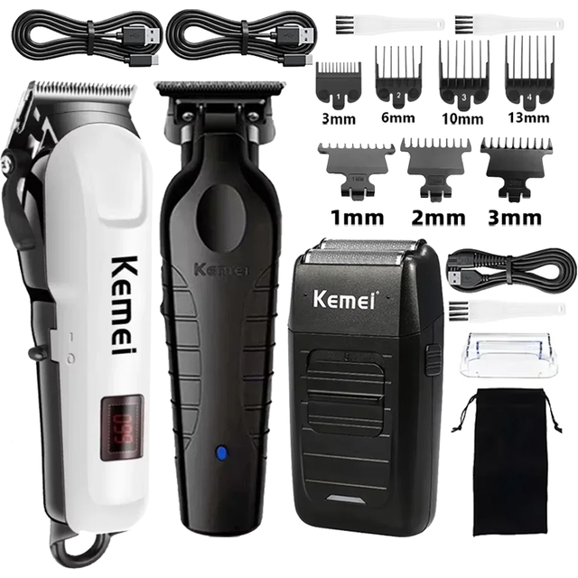 Kemei Hair Clipper Km-809A Km-2299 Km-1102 USB Rechargeable Cordless Beard Trimmer Powerful Electric Hair Clipper for men