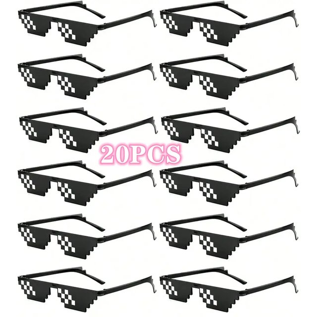 Lunettes de soleil en mosaïque de couleur noire, 20/6 pièces, accessoires Photo pour joueur de jeu de fête, verre Cool et drôle pour adultes et adolescents, décoration faciale