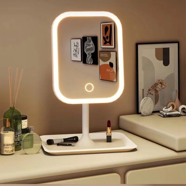 Upgraded 3 Colors LED Vanity Mirror – Touch Control Makeup Mirror for Bedroom Dressing Table, Unique Designer Gift for women New