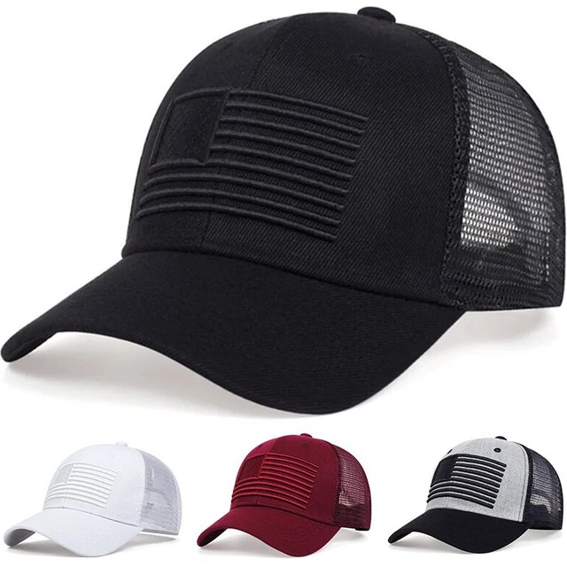 Fashion American Flag Embroidery Baseball Net Caps Spring and Summer Outdoor Adjustable Casual Hats Sunscreen Hat