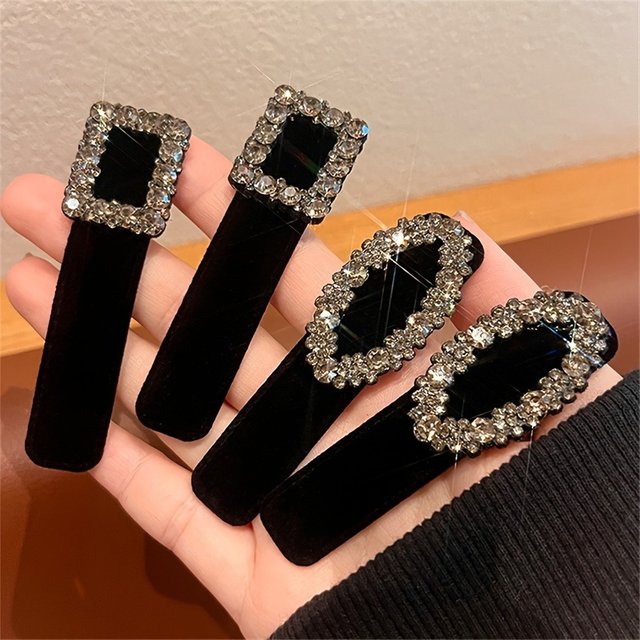 2 pièces français noir petit velours parfumé Bb pince avec tempérament femmes pince à cheveux strass haut de gamme pince à cheveux à la mode