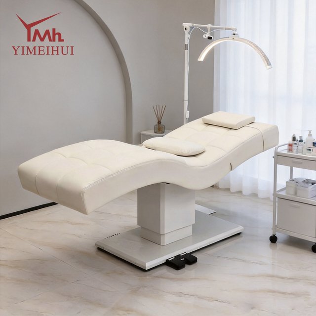 Electric Beauty Bed 1 Motor Adjustable Height Curved Massage Eyelash Extension Facial Salon Bed