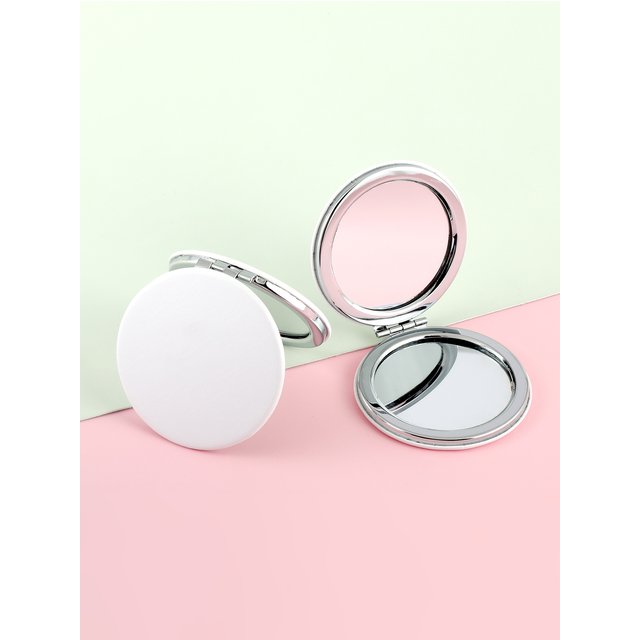 1PC White PU Square Double Sided Folding Makeup Mirror with 2x Magnification HD Glass Perfect Gift for Mum Auntie Daughter