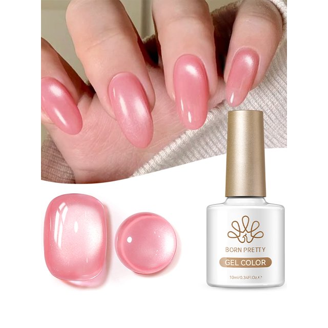 BORN PRETTY 10ml Cherry Pink Cat Magnetic Gel Nail Polish Manicure Nail Supplies Nude Pink White Light Semi Permanent UV Gel