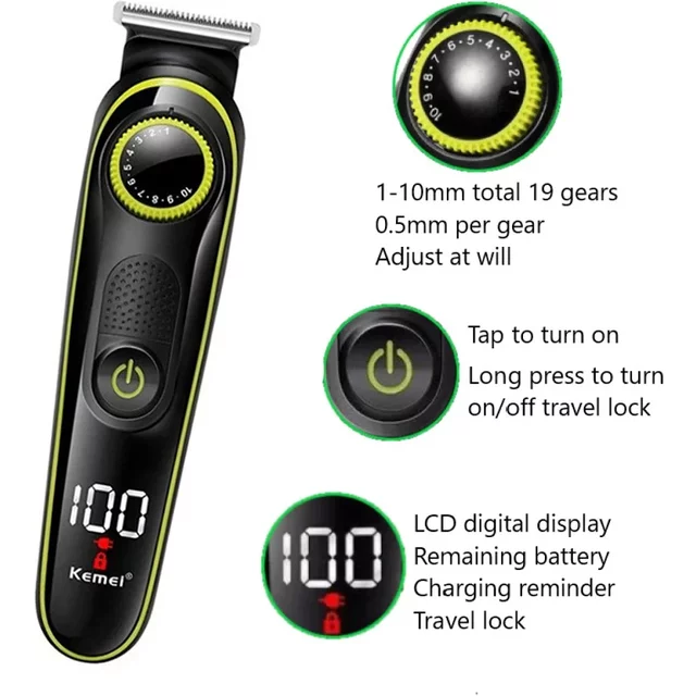 Hair Clipper Kemei KM-696 Multifunctional Trimmer for men Electric Shaver for men's Razor Nose 5 in 1 Professional Trimmer
