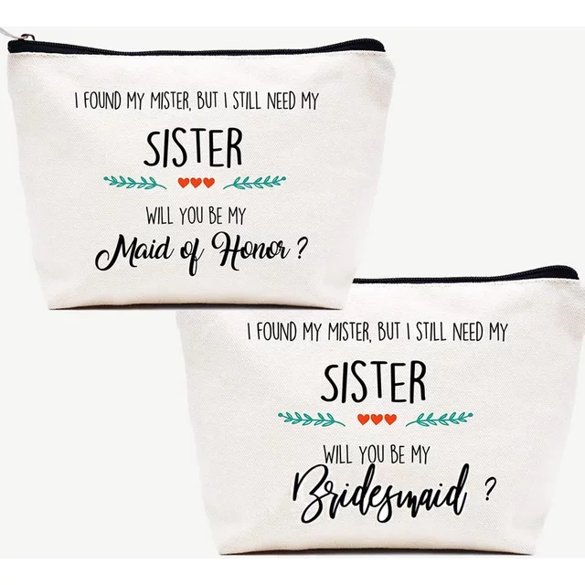 Will You Be My Maid of Honor Bridesmaid Makeup Bag Bridal Shower wedding Bachelorette Party Sister Friend Proposal Gift present