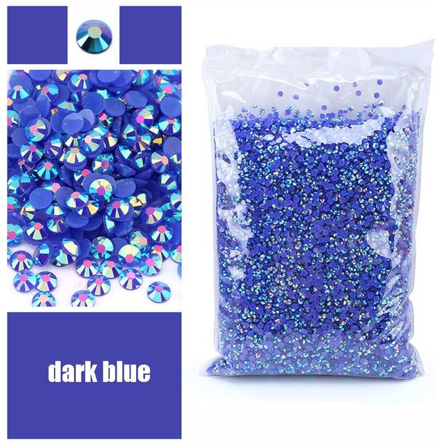 Dark Blue Flatback Resin Rhinestones, Non Hotfix Large Quantity Wholesale for Crafts DIY Creative Design, Clothes, Makeup, Nail
