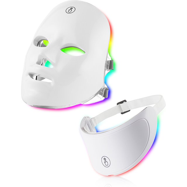 Masque facial anti-âge à LED pour le cou, 7 couleurs, thérapie à la lumière rouge, raffermissement de la peau, lifting, beauté légère, blanchiment à domicile