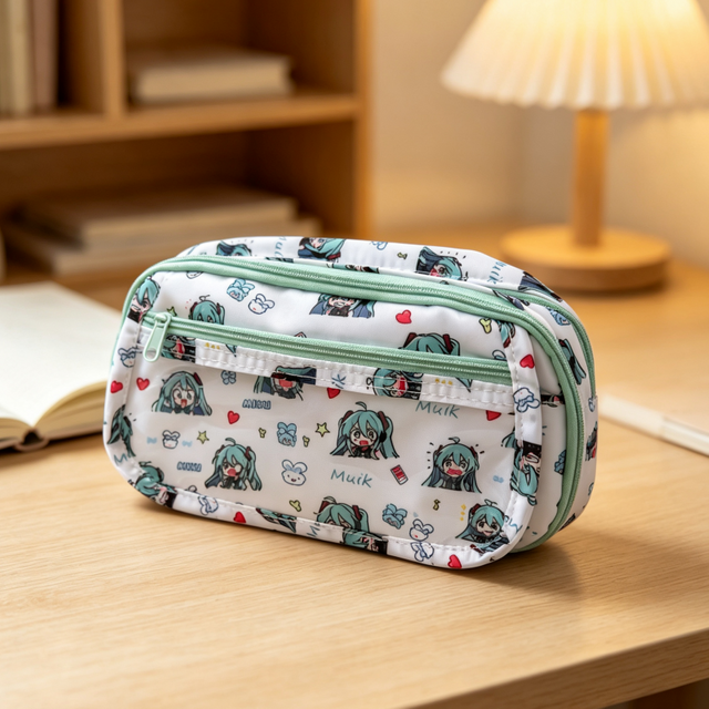 Hatsune Miku Pencil Case Stationery Bag Student Large Capacity Multi-Layer Stationery Pouch Coin Purse Cosmetic Bag Supplies