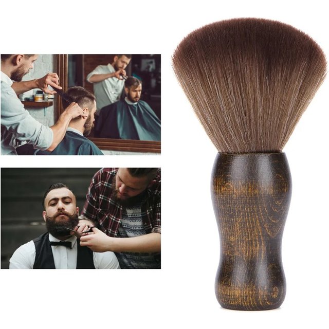 Wooden Hair Cleaning Brush Soft Fur Neck Face Duster Hair Brush Beard Brushes Salon Hairdressing Styling Tool Barber Accessories
