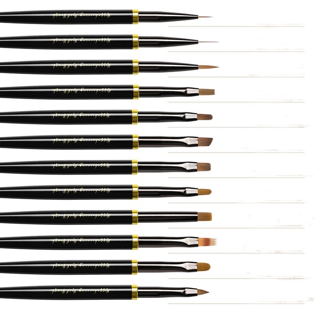 Black Nail Brush Gel Brush For Manicure Acrylic UV Gel Extension Pen Fish Nail Polish Painting Drawing Brush Liner Nail Brush