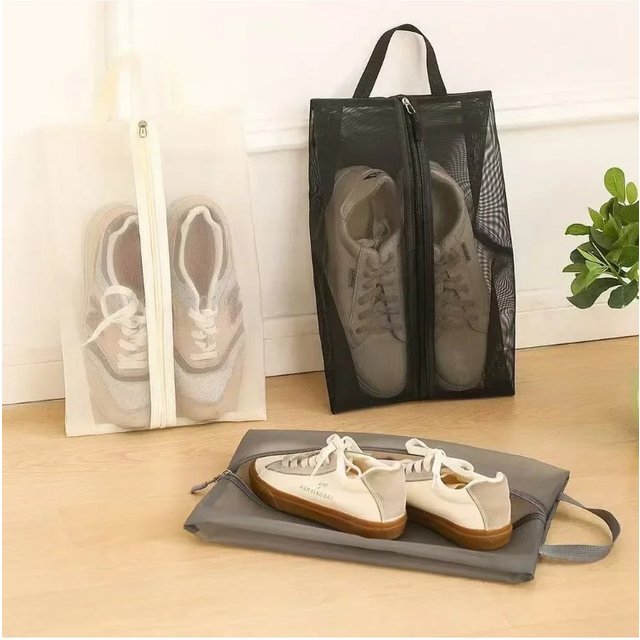 1pc Foldable Breathable Mesh Shoe Bags -Large Capacity Shoe Organizer for Gym, Travel, Beach, Makeup & Toiletries Storage