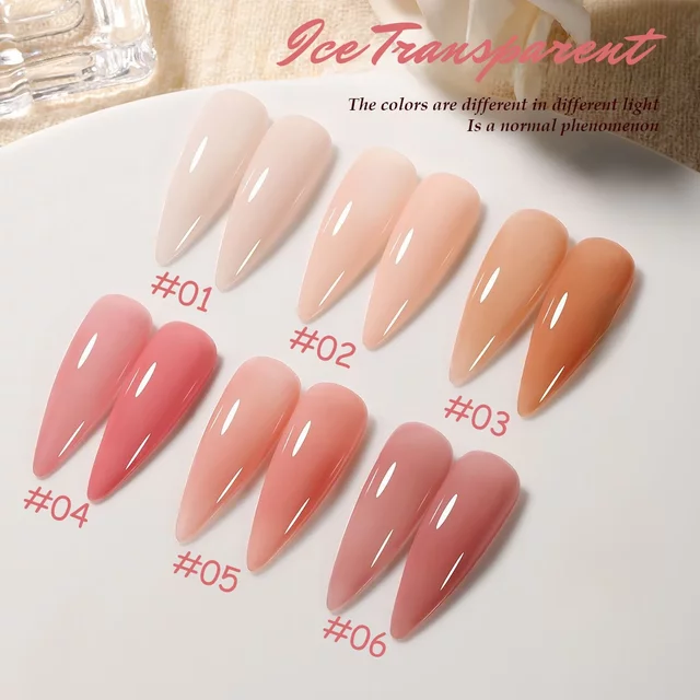 MIANEL 1pcs 12ML Summer Nails Popular All-match Whitening Ice Transparent Nude Powder Gel Nail Polish UV LED Light Nails