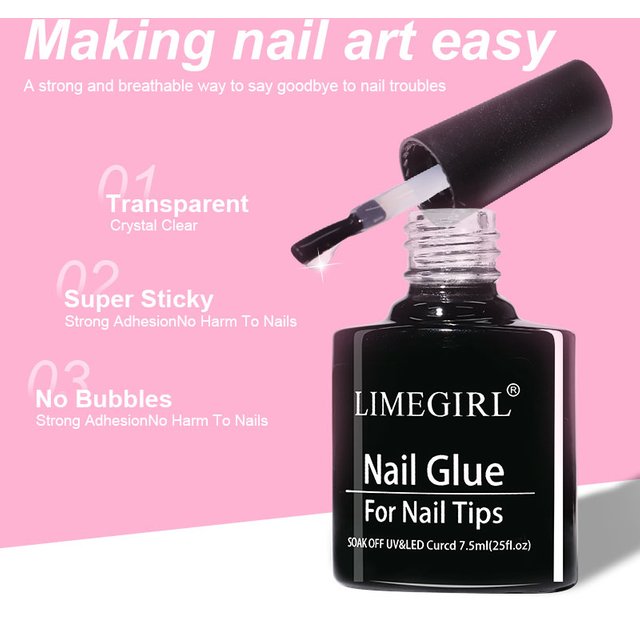 LIMEGIRL Nail Tips Glue Gel 7.5ml UV Glue for False Nail Gel Polish Manicure Hybrid Gellac Multi-function Strong Gel Nail Polish