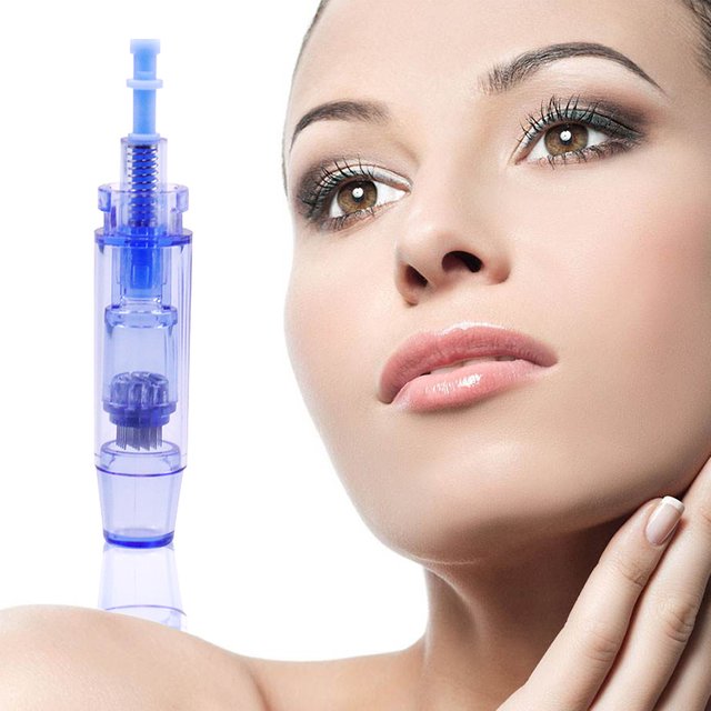 10/20/50/100Pcs Blue Disposable Nano Replacement Microneedle Tips 9/12/36/42 Pins for Derma Microneedling Pen Facial Beauty Use