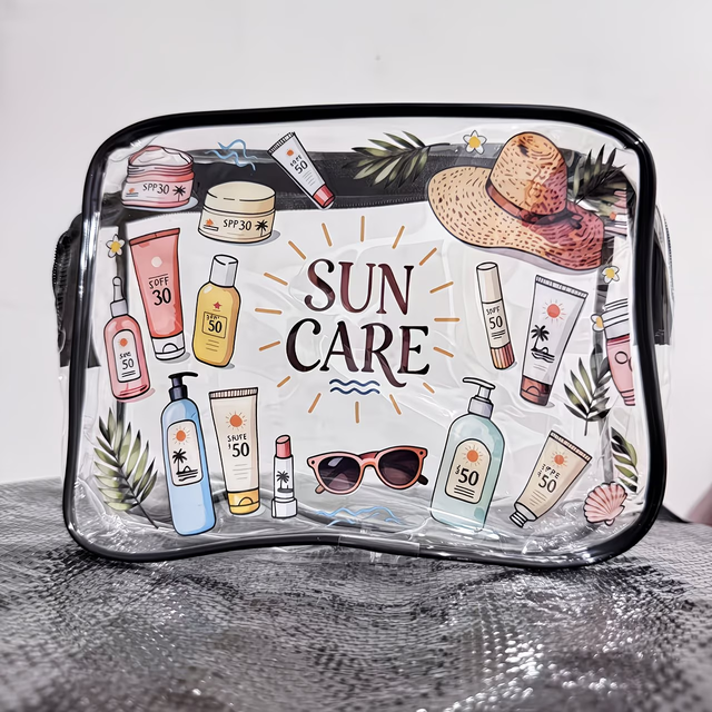 Ladies' makeup bag, new transparent travel toiletry bag - portable storage bag with zipper, suitable for both men and women