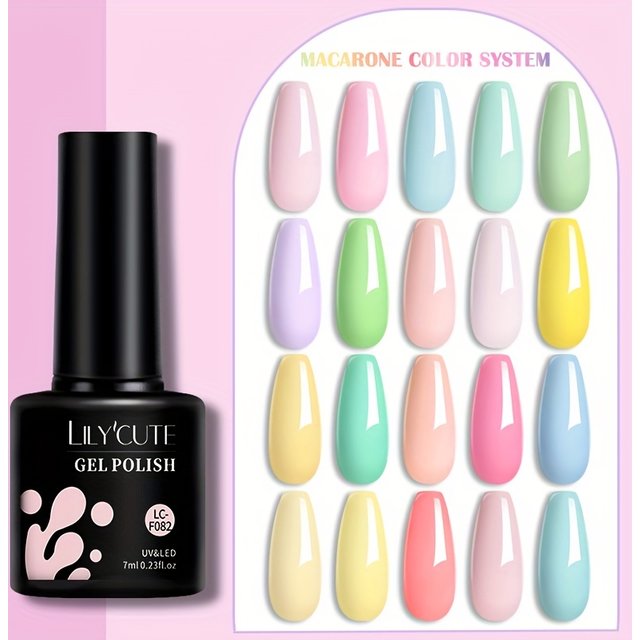 LILYCUTE 7ml Macaron Gel Nail Polish Pink Purple Green Series Soak Off Manicure Nail Gel Varnish Semi Permanent UV Gel Nail Art