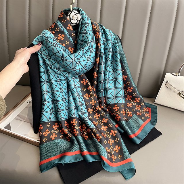 Design Satin Silk Shawl Hijab Scarf Women Fashion Summer Sunscreen Beach Stole Wraps Bufanda Female Headkerchief Echarpe New