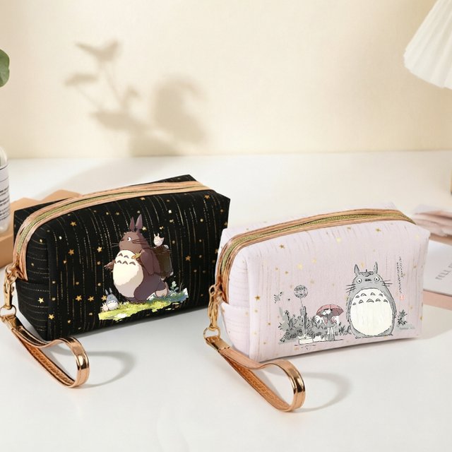 My Neighbor Totoro Women Cosmetic Bag Girl Meteor Stamping Anime Female Zipper Coin Makeup Toiletries Storage Case Birthday Gift