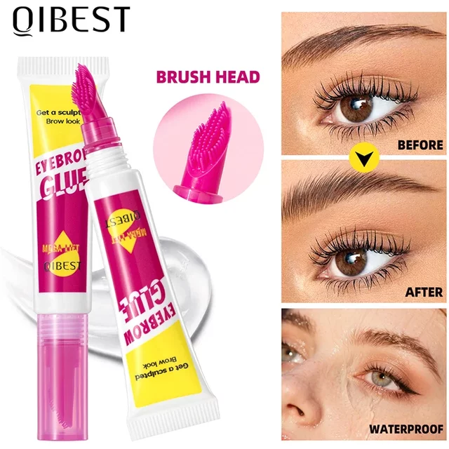 QIBEST Special Design Comb-shaped Brush Head Eyebrow Gel Lasting Waterproof Transparent Eyebrow Styling Cream Eyes Makeup Tools